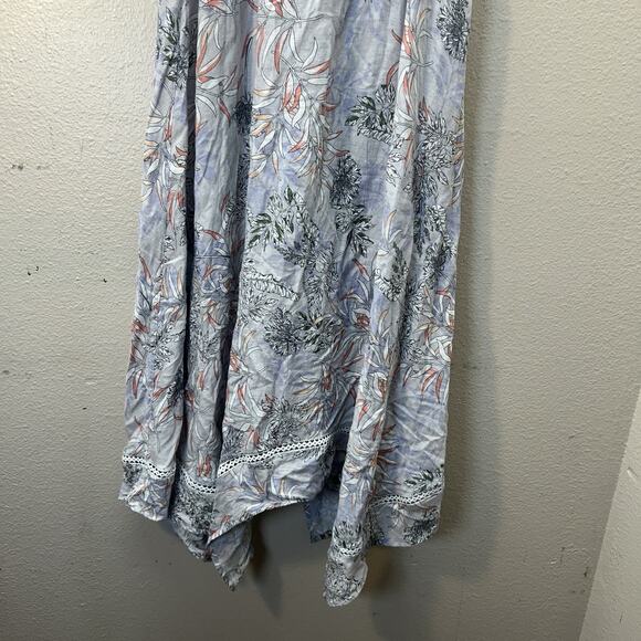 Cynthia Rowley Floral Midi Dress SZ S Handkerchief Hem Linen Blend Sundress - Picture 4 of 9